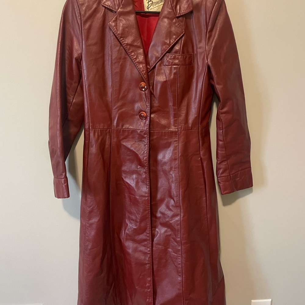 Women's Vintage Red Leather Coat